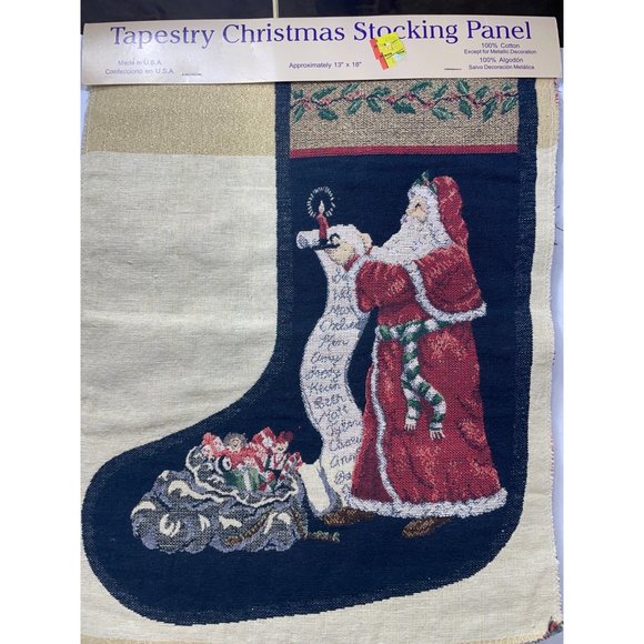 Tapestry Christmas Stocking Panel Santa Victorian Vintage 13" x 18" - Picture 5 of 5